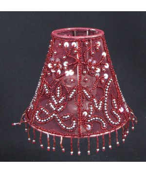 ABAT-JOUR PERLE ROUGE + REDUCTEUR E14