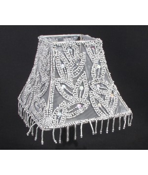 ABAT-JOUR CARRE PERLE ARGENT + REDUCTEUR E14