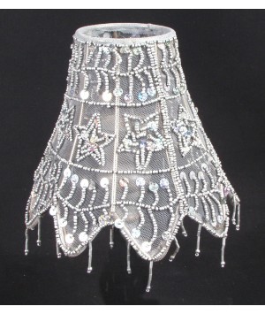 ABAT-JOUR ROND PERLE ARGENT + REDUCTEUR E14