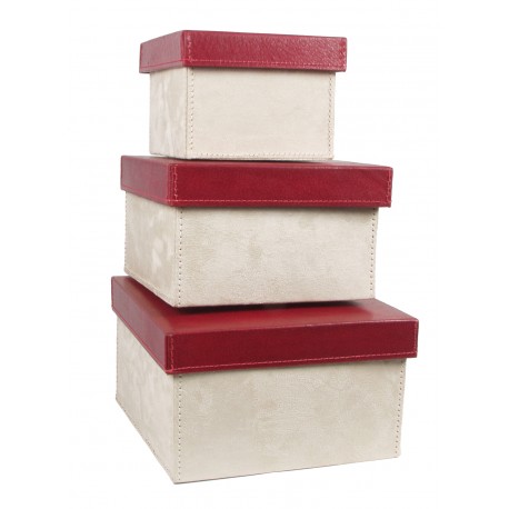 SET DE 3 BOITES ROUGE/SABLE